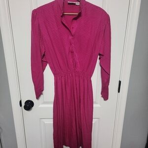 Vintage 100% Silk Modest Dress Pink Size M